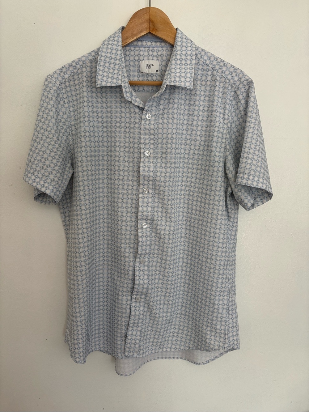 Light Blue Short-Sleeve Button-Down Shirt by Level Ten